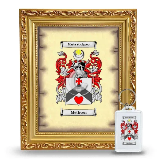 Methven Framed Coat of Arms and Keychain - Gold
