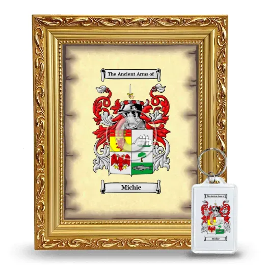 Michie Framed Coat of Arms and Keychain - Gold
