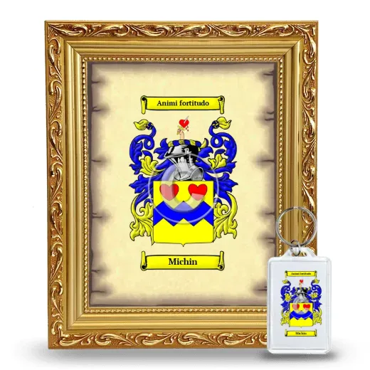 Michin Framed Coat of Arms and Keychain - Gold