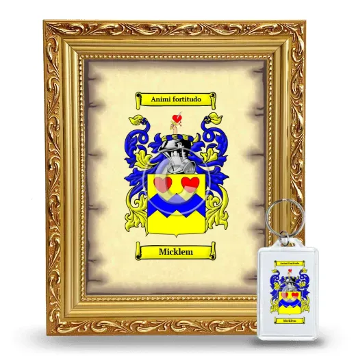 Micklem Framed Coat of Arms and Keychain - Gold