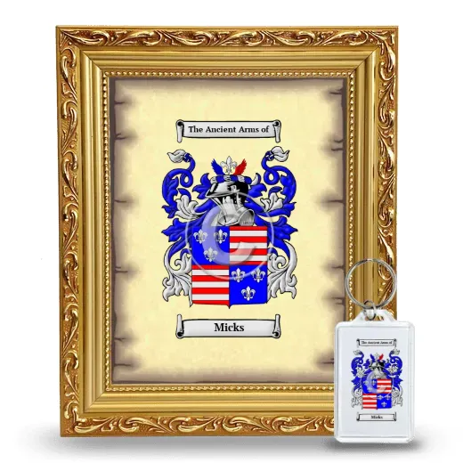 Micks Framed Coat of Arms and Keychain - Gold