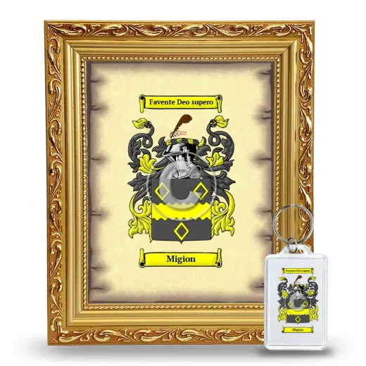 Migion Framed Coat of Arms and Keychain - Gold