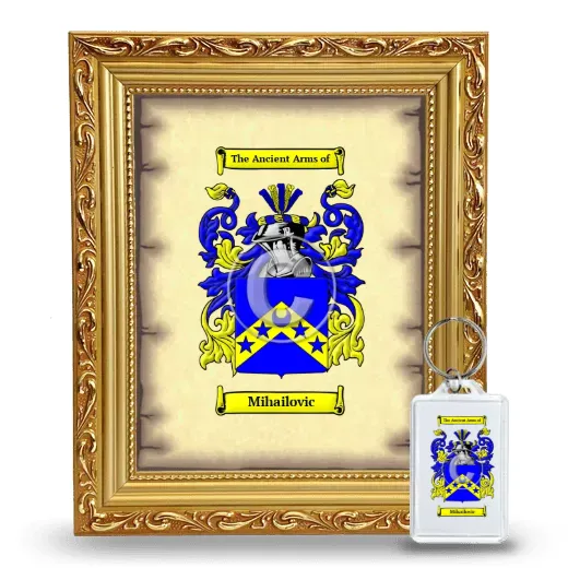 Mihailovic Framed Coat of Arms and Keychain - Gold