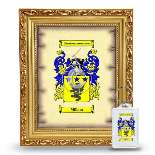 Millam Framed Coat of Arms and Keychain - Gold