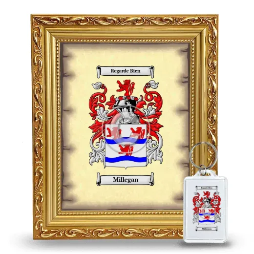 Millegan Framed Coat of Arms and Keychain - Gold
