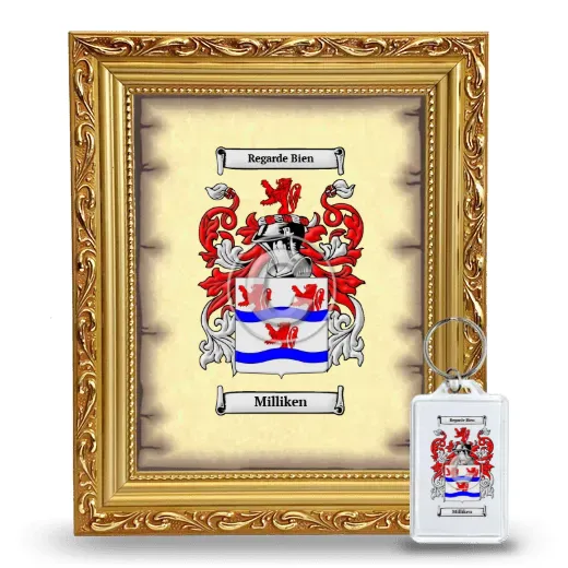 Milliken Framed Coat of Arms and Keychain - Gold