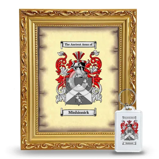 Minhinnick Framed Coat of Arms and Keychain - Gold