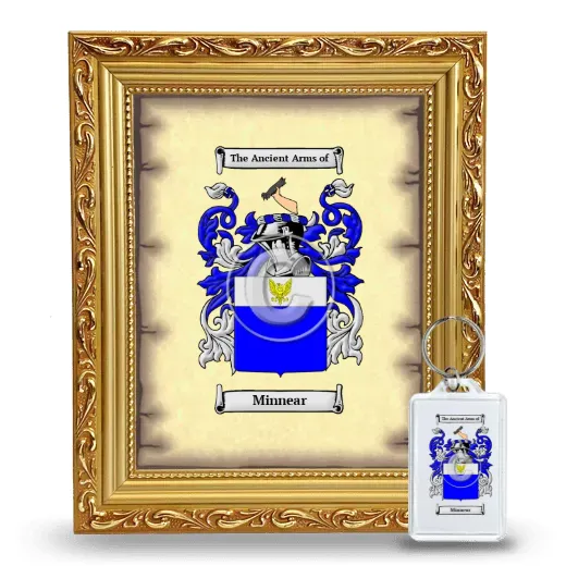 Minnear Framed Coat of Arms and Keychain - Gold