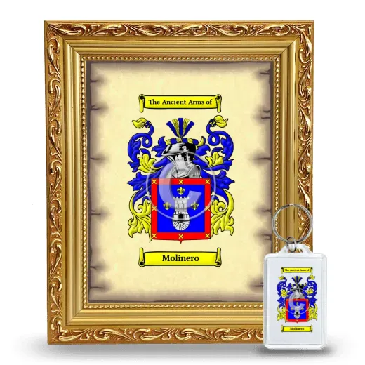 Molinero Framed Coat of Arms and Keychain - Gold