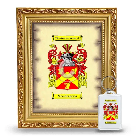 Mondragone Framed Coat of Arms and Keychain - Gold