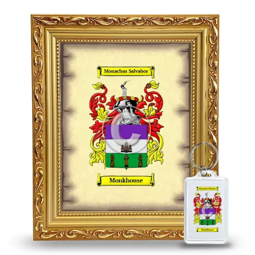 Monkhouse Framed Coat of Arms and Keychain - Gold