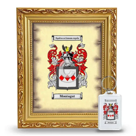 Montagut Framed Coat of Arms and Keychain - Gold