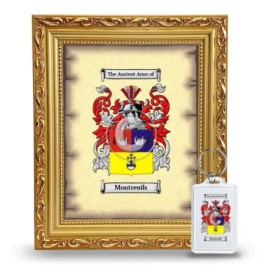 Montreuils Framed Coat of Arms and Keychain - Gold