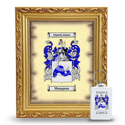 Monypeny Framed Coat of Arms and Keychain - Gold
