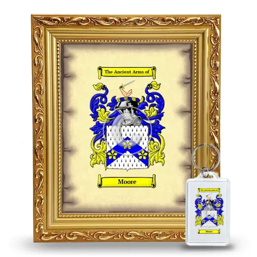 Moore Framed Coat of Arms and Keychain - Gold