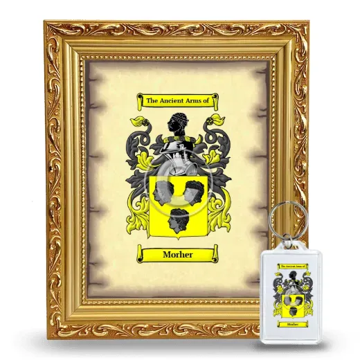 Morher Framed Coat of Arms and Keychain - Gold