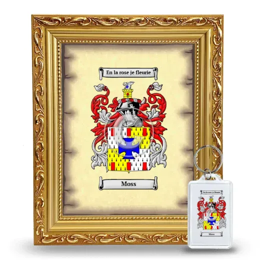 Moss Framed Coat of Arms and Keychain - Gold
