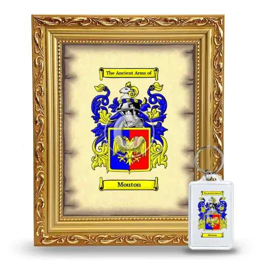 Mouton Framed Coat of Arms and Keychain - Gold