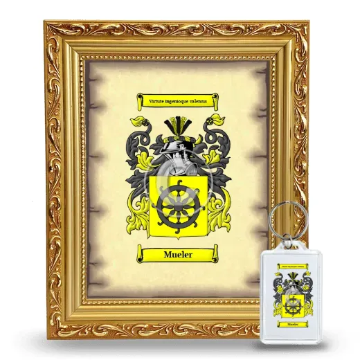 Mueler Framed Coat of Arms and Keychain - Gold