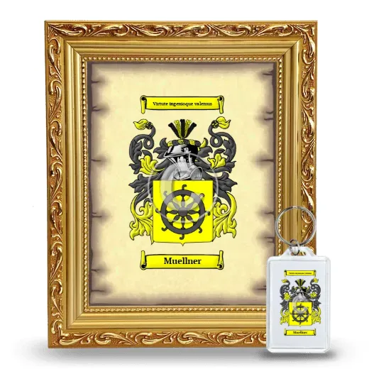Muellner Framed Coat of Arms and Keychain - Gold