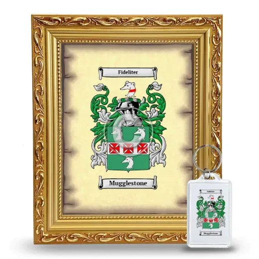 Mugglestone Framed Coat of Arms and Keychain - Gold