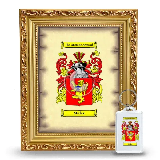 Mulas Framed Coat of Arms and Keychain - Gold