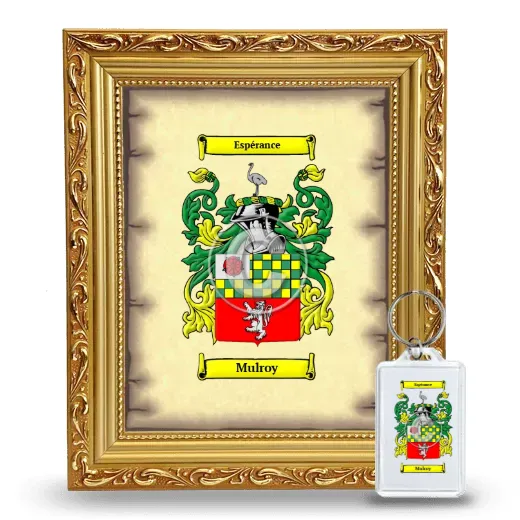 Mulroy Framed Coat of Arms and Keychain - Gold
