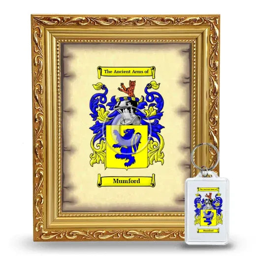 Mumford Framed Coat of Arms and Keychain - Gold