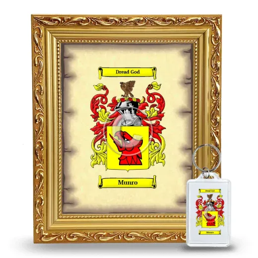 Munro Framed Coat of Arms and Keychain - Gold