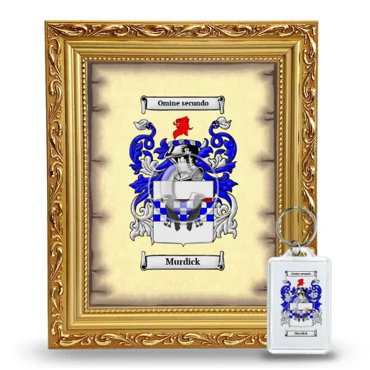 Murdick Framed Coat of Arms and Keychain - Gold