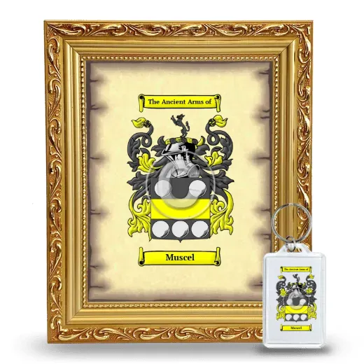 Muscel Framed Coat of Arms and Keychain - Gold