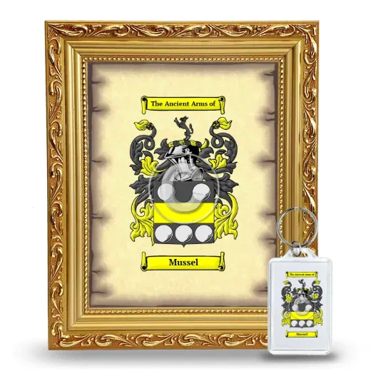 Mussel Framed Coat of Arms and Keychain - Gold