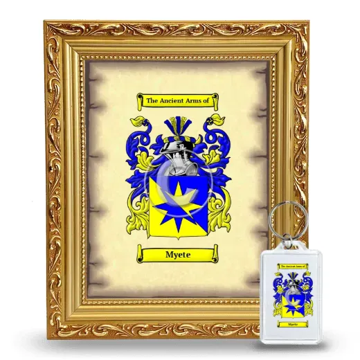 Myete Framed Coat of Arms and Keychain - Gold
