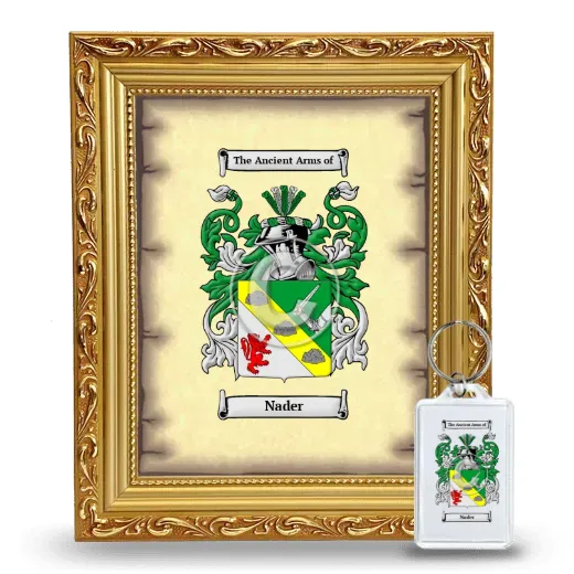Nader Framed Coat of Arms and Keychain - Gold