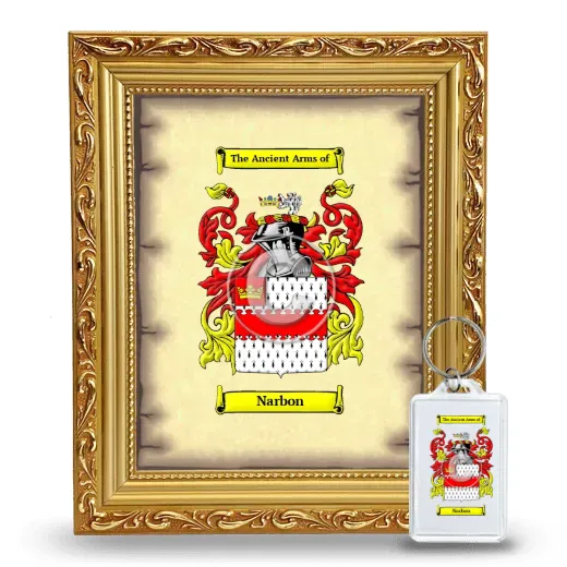 Narbon Framed Coat of Arms and Keychain - Gold