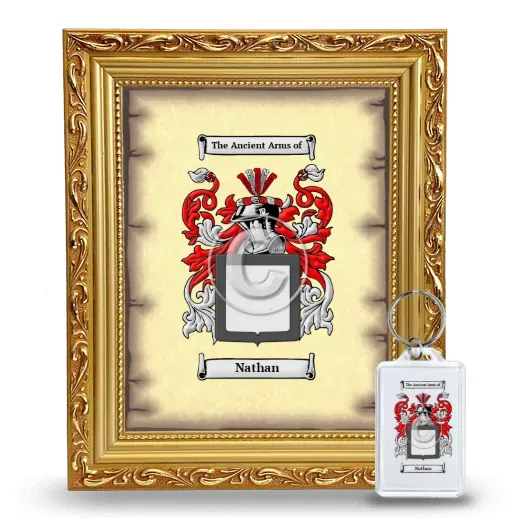 Nathan Framed Coat of Arms and Keychain - Gold