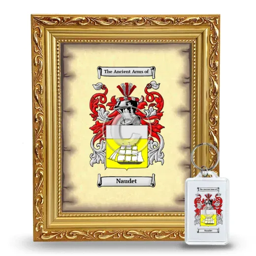 Naudet Framed Coat of Arms and Keychain - Gold