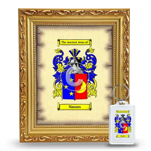 Nauses Framed Coat of Arms and Keychain - Gold