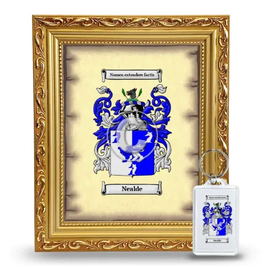 Nealde Framed Coat of Arms and Keychain - Gold