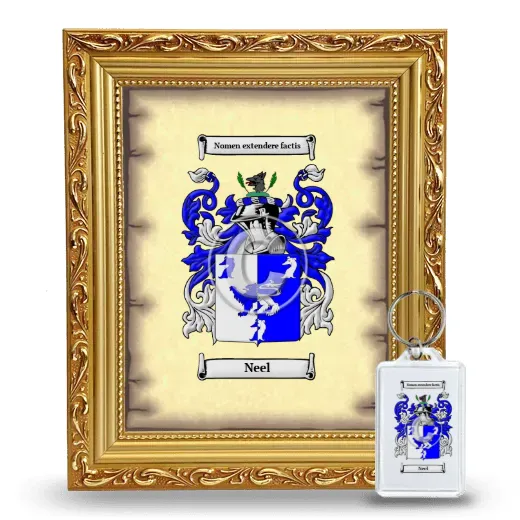 Neel Framed Coat of Arms and Keychain - Gold
