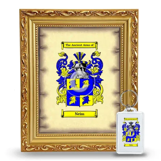 Neim Framed Coat of Arms and Keychain - Gold