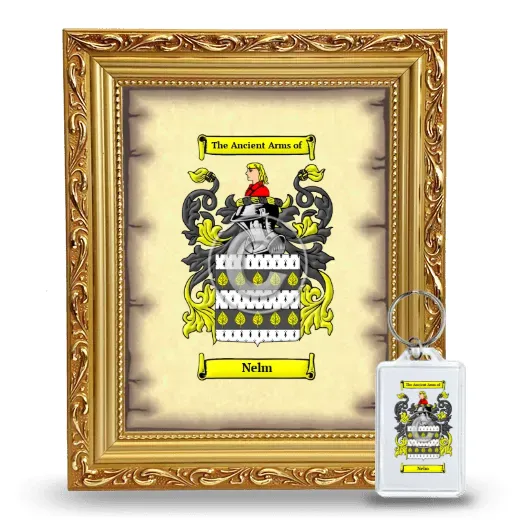 Nelm Framed Coat of Arms and Keychain - Gold