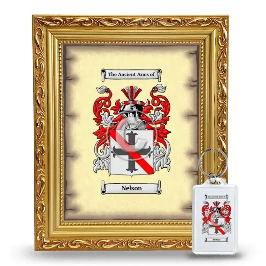 Nelson Framed Coat of Arms and Keychain - Gold