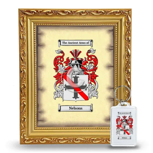 Nelsons Framed Coat of Arms and Keychain - Gold