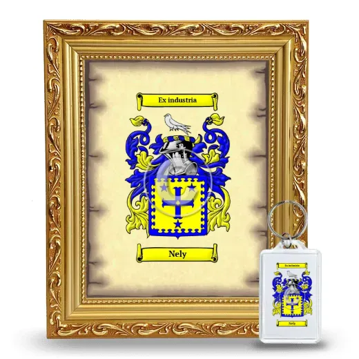 Nely Framed Coat of Arms and Keychain - Gold