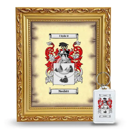 Nesbitt Framed Coat of Arms and Keychain - Gold