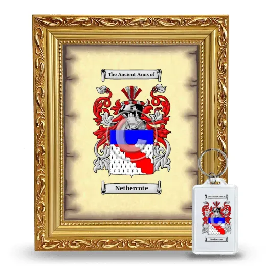 Nethercote Framed Coat of Arms and Keychain - Gold
