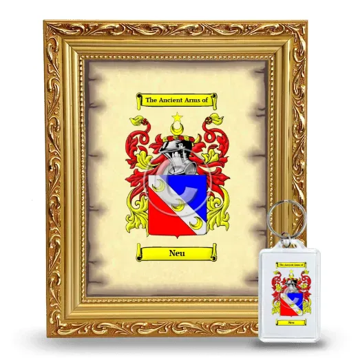 Neu Framed Coat of Arms and Keychain - Gold