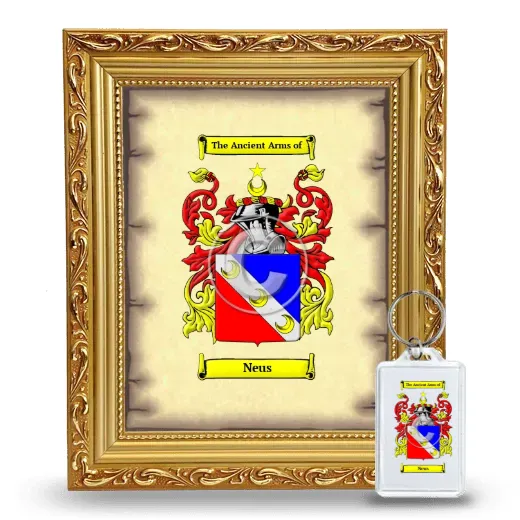 Neus Framed Coat of Arms and Keychain - Gold