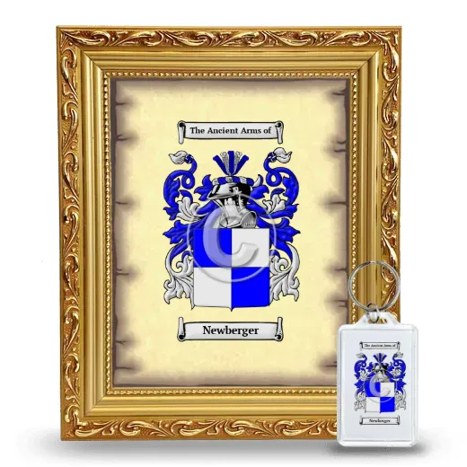 Newberger Framed Coat of Arms and Keychain - Gold